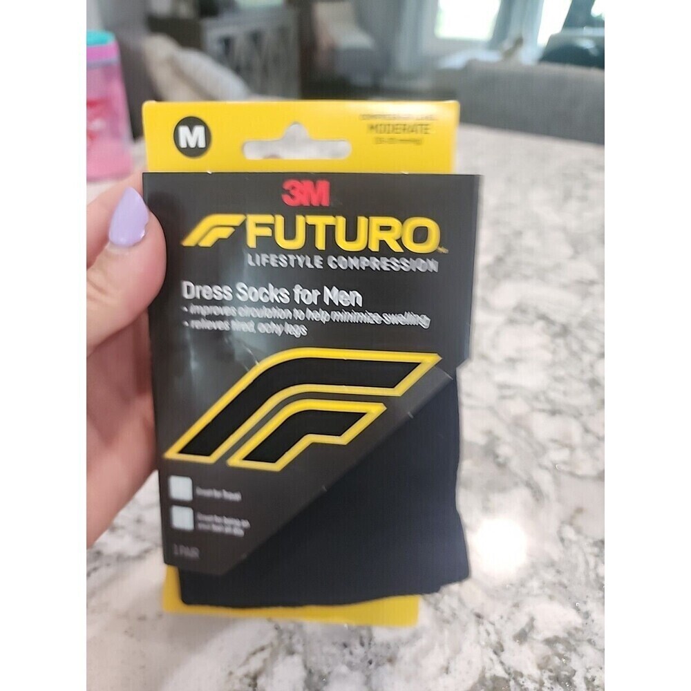 FUTURO Dress Socks For Men Firm Compression Medium Black 1 Pair - Picture 1 of 2